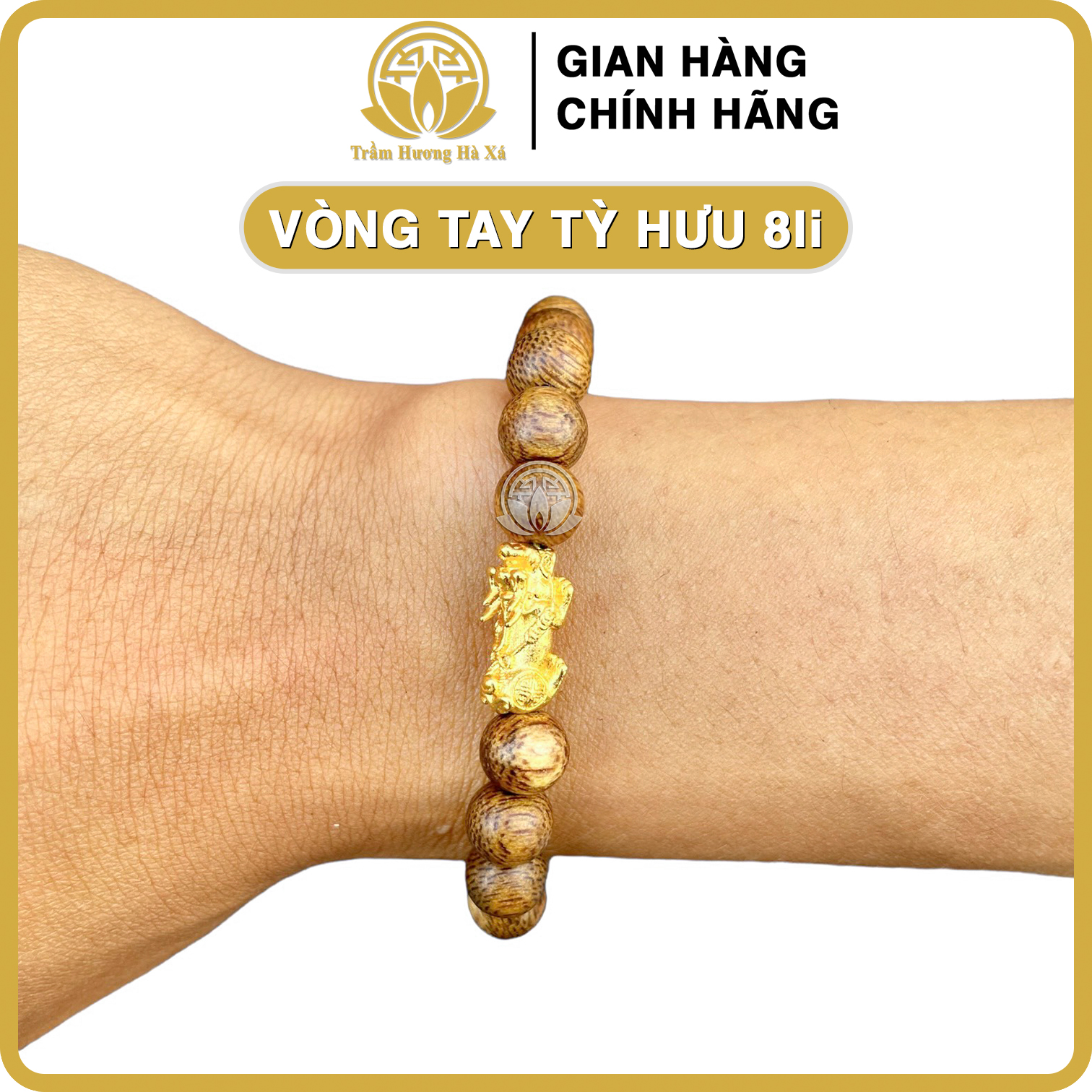 Vòng tay tỳ hưu phong thủy trầm hương HÀ XÁ 8li vòng đeo tay cặp đôi nữ may mắn tài lộc