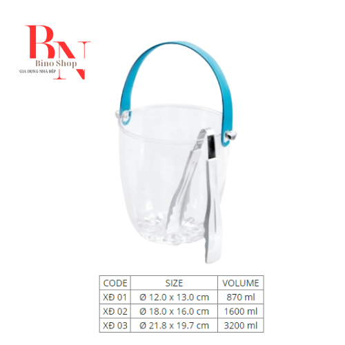 Xô đựng đá nhựa trong quai nhựa nhiều size