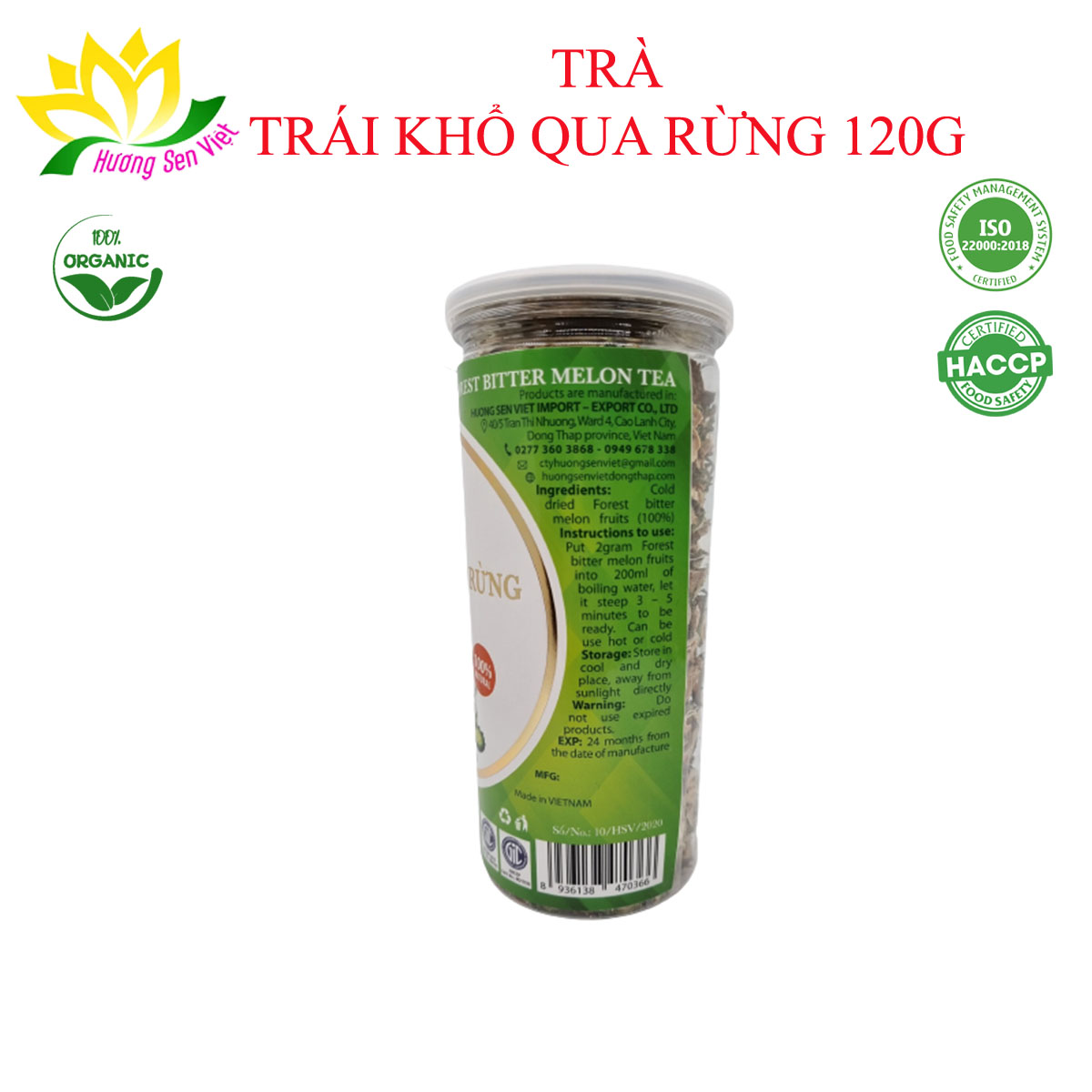 Trà trái khổ qua rừng hũ 120g - cty hương sen việt