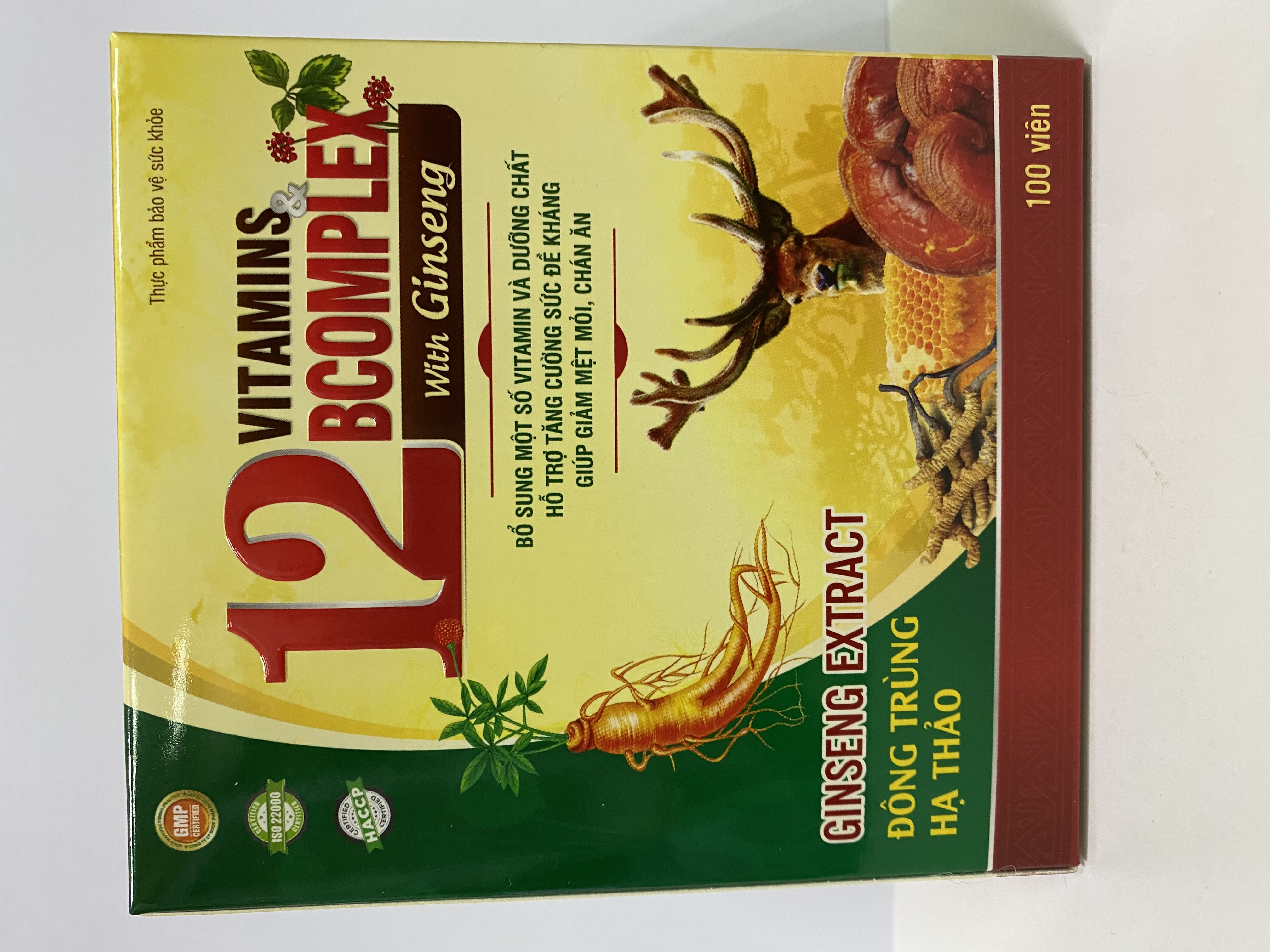 Viên tăng lực nhân sâm 12B With Ginseng – Giúp bồi bổ cơ thể, ăn ngủ ngon, cho người suy nhược, sau bệnh.