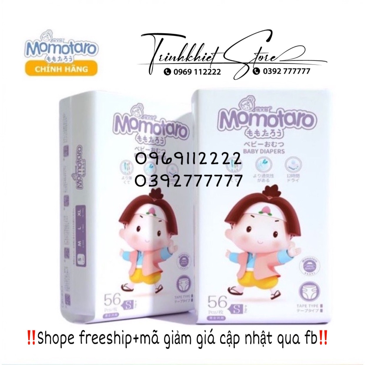 Tã bỉm dán/quần momotaro chính hãng s112/m96/m92/l84/xl78/xxl72/xxxl70