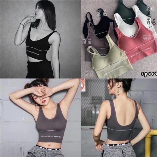 [Mã FASHIONT4WA2 giảm 10K đơn 50K] Áo Bra Gym Yoga Bra Thể Thao Dáng Crotop Hàng Xịn Giá Rẻ Alaxendre Weng Hở Vai