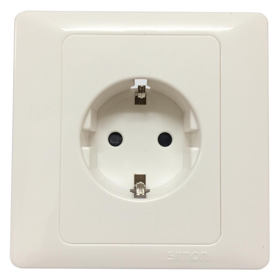 Ổ cắm đơn 2 chấu kiểu Schuko, ổ cắm kiểu F có nối đất hoặc dây trung tính Simon Series 50 51687