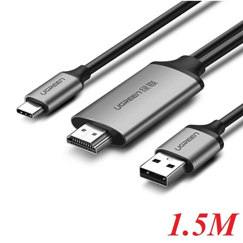 Ugreen 50544 1.5m màu xám cáp chuyển đổi type c sang hdmi dương + hỗ trợ cổng usb cấp nguồn cm183