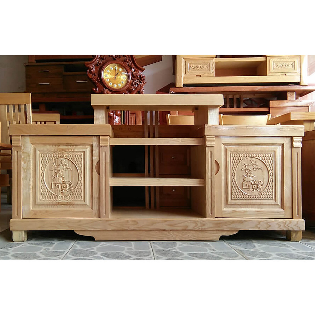 [Trả góp 0%] Kệ tivi gỗ sồi  kiểu mâm màu tự nhiên , tủ gỗ để tivi,, BÀN ĐỂ TIVI