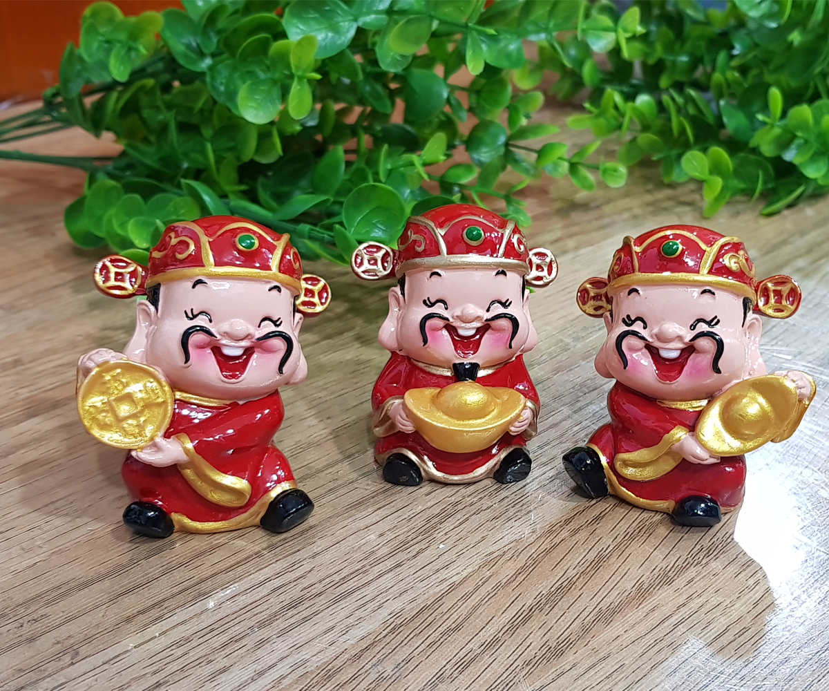 [HCM]Bộ 03 tượng chibi Thần Tài size 6cm chiêu tài - may mắn