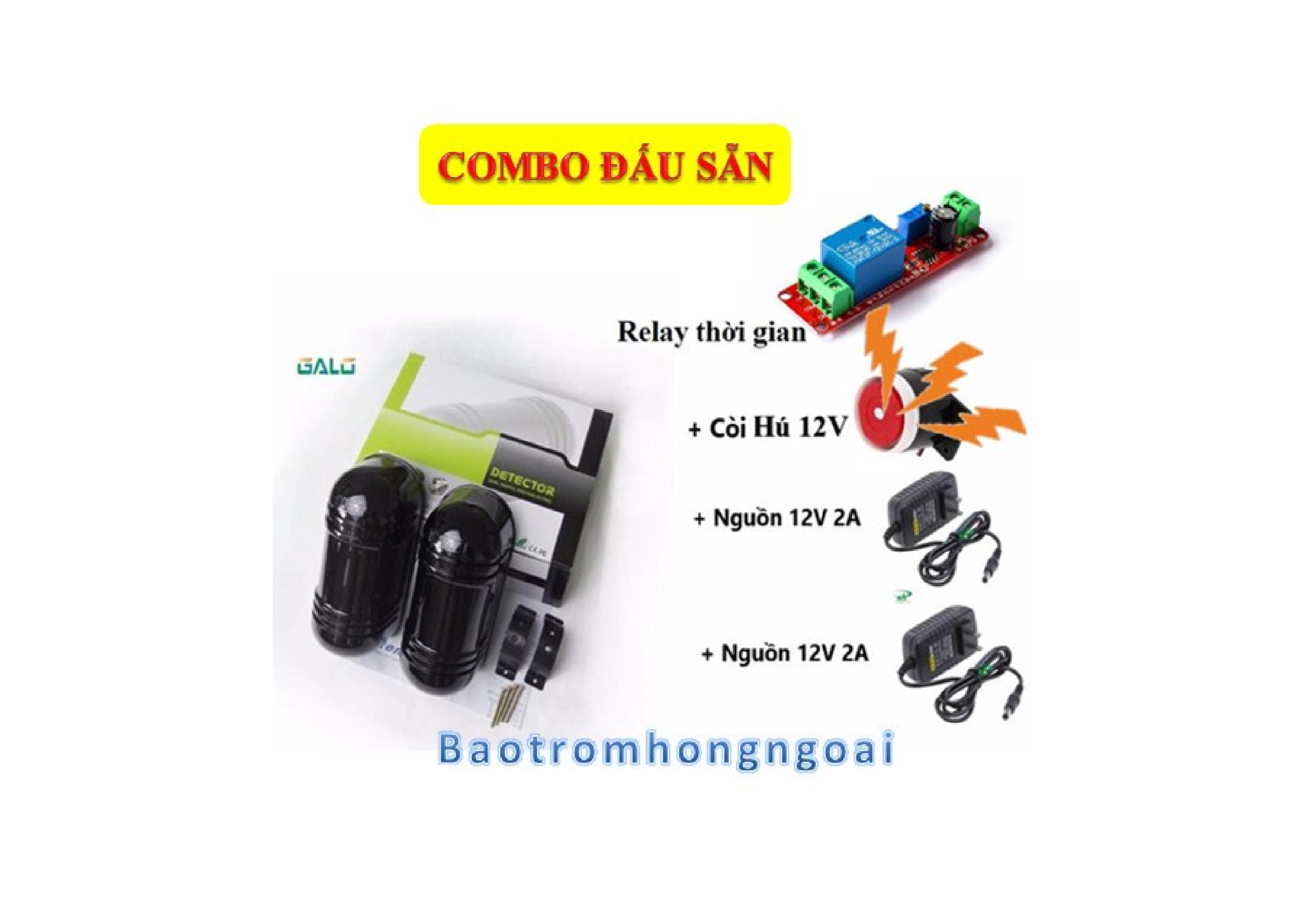 Full bộ Hàng rào báo động chống trộm bằng cảm biến hồng ngoại Beam ABT100