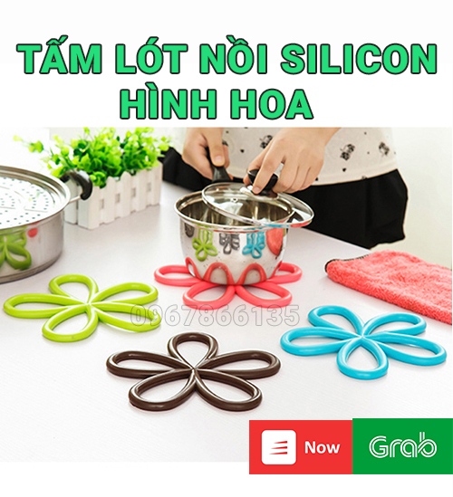 Tấm lót nồi silicon hình hoa/ Miếng lót nồi chịu nhiệt hình bông hoa silicon cao cấp