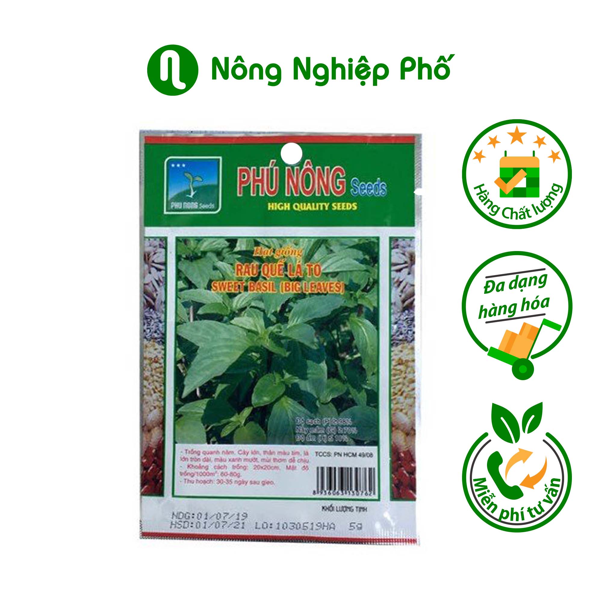 Hạt giống rau quế lá to Phú Nông - Gói 5 gram - Nông Nghiệp Phố