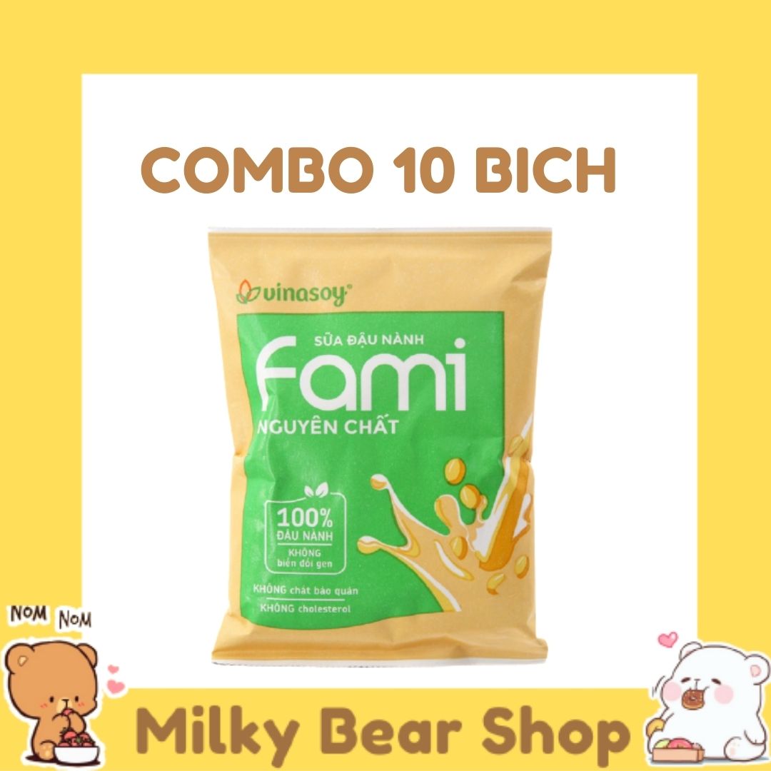 [COMBO 10 BỊCH] FAMI SỮA ĐẬU NÀNH NGUYÊN CHẤT BỊCH 200ML