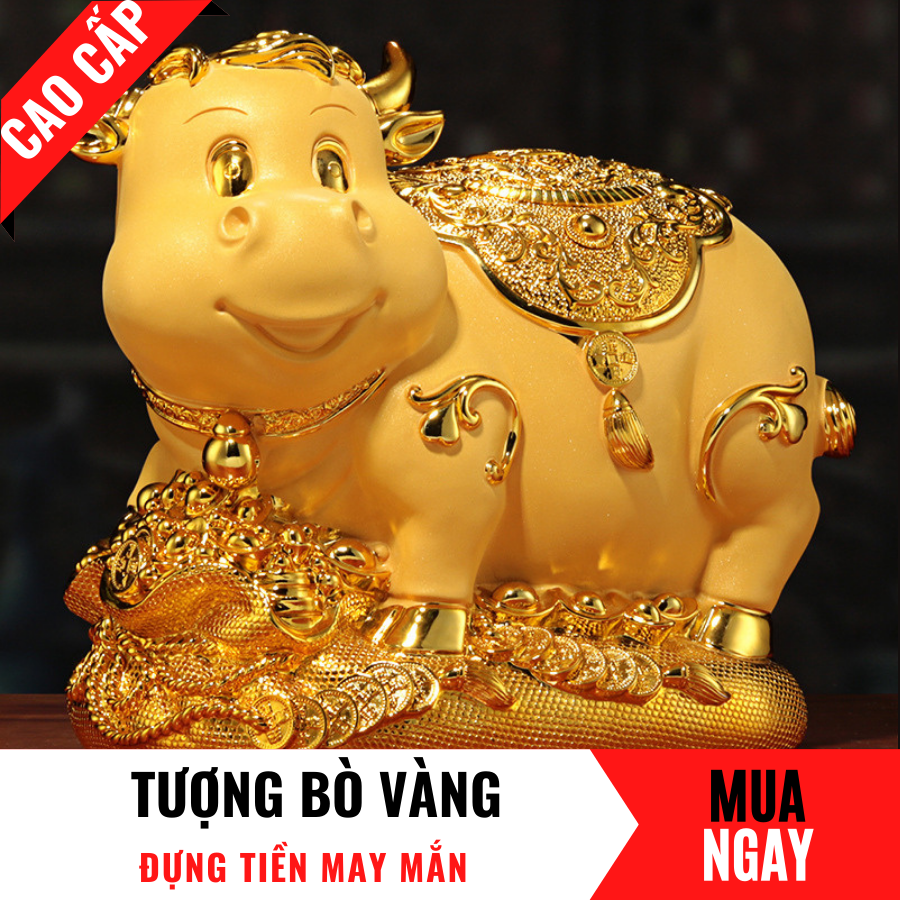 Tượng con bò trang trí đựng tiền cao 24cm