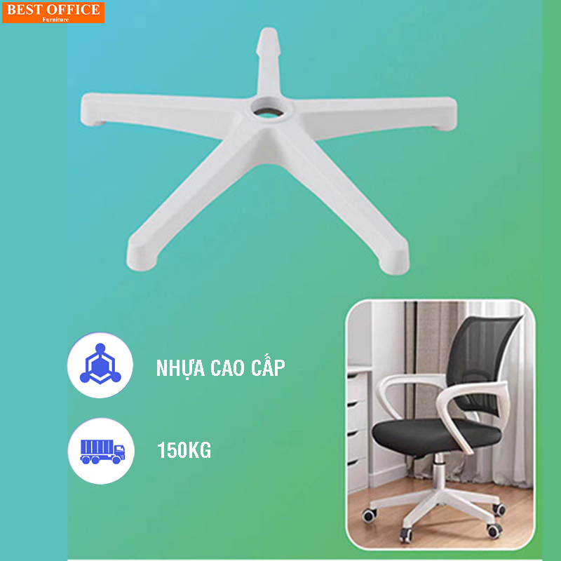 Chân ghế xoay văn phòng bằng nhựa cao cấp màu trắng phụ kiện ghế xoay thay thế dễ dàng