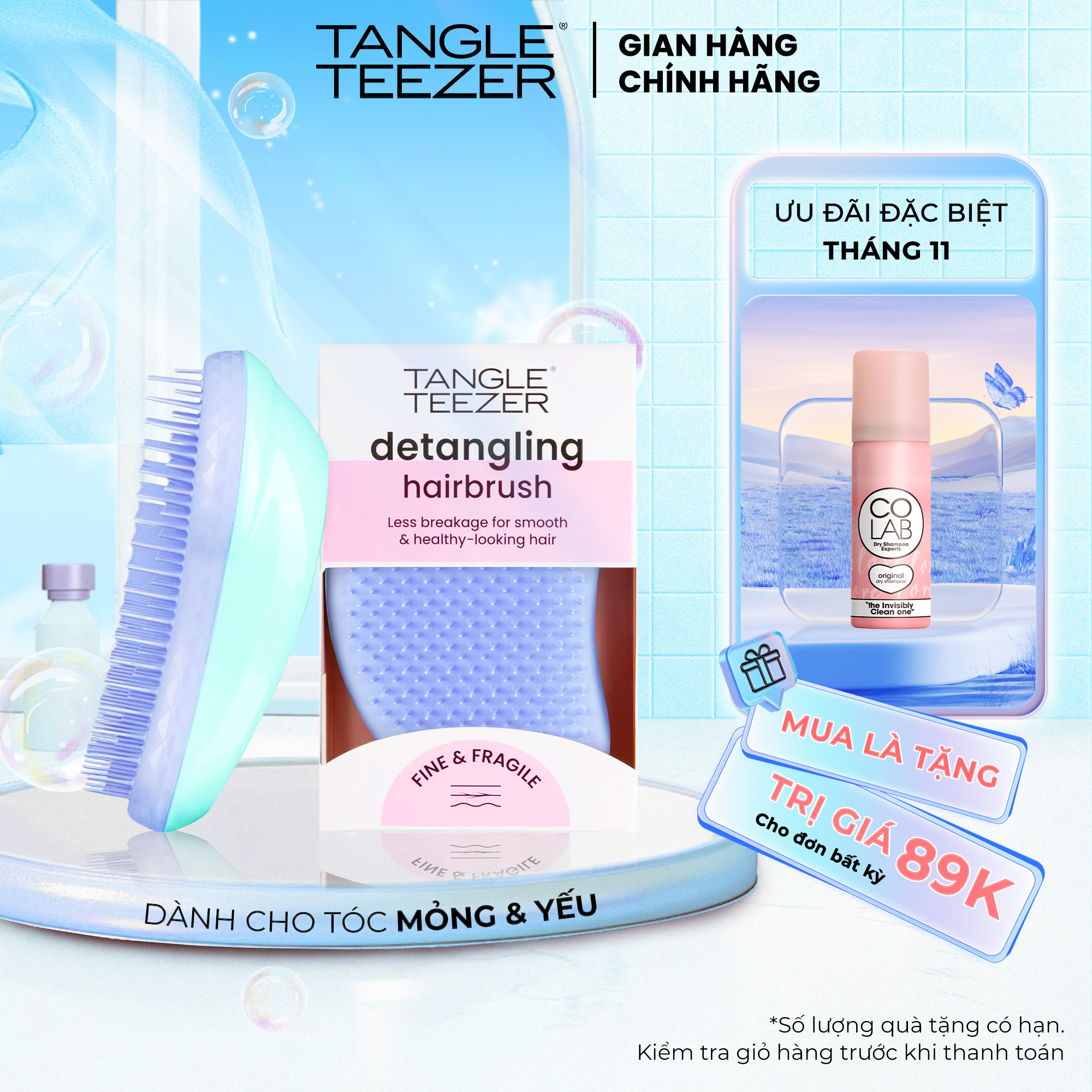 Lược gỡ rối Tangle Teezer The Original Fine & Fragile dành cho tóc mỏng yếu và dễ bị hư tổn