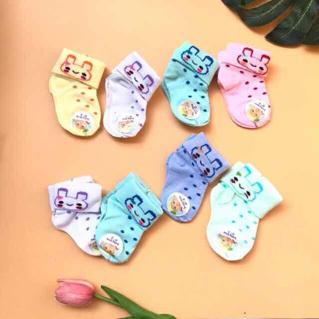 vớ cho bé Set 2 Đôi Tất len sơ sinh cổ cao cho bé (0- 3 tháng)