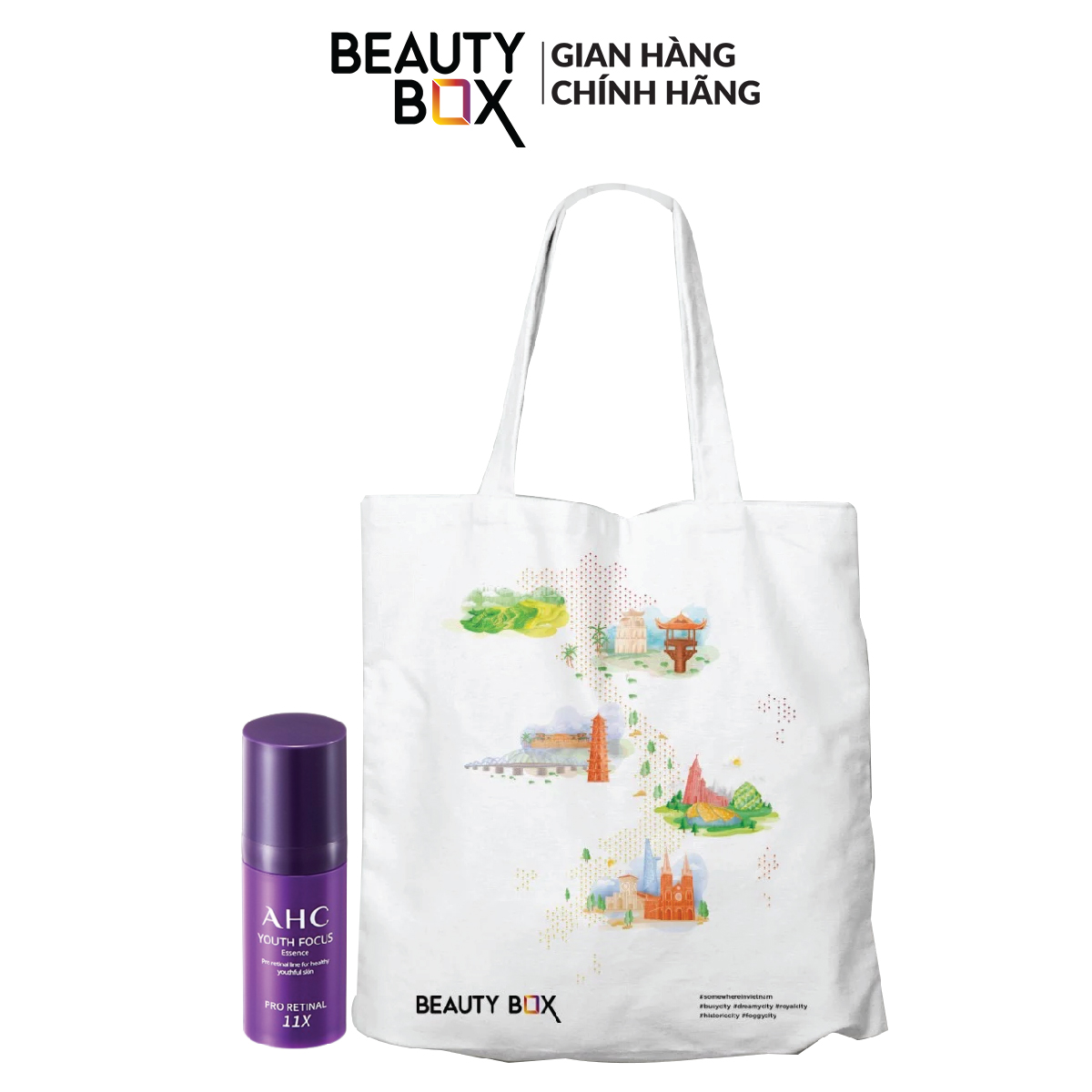 Combo tinh chất chống lão hóa ahc 10ml+túi vải canvas beauty box 1pcs