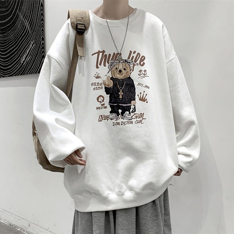 Áo Sweater hình Gấu kute nam nữ, Áo nỉ bông Hàn Quốc unisex form rộng