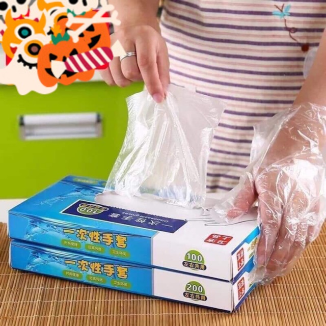 Hộp 100 cái găng tay nilong baotay dùng 1 lần h208