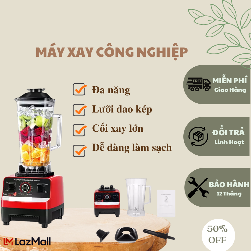 Máy xay sinh tố công nghiệp KAW 5000W , Máy Xay Công Nghiệp đa năng, Máy xay sinh tố, xay đá,hoa quả công nghiệp Châu Âu công suất 4500w với công suất lớn,tốc độ xay nhanh