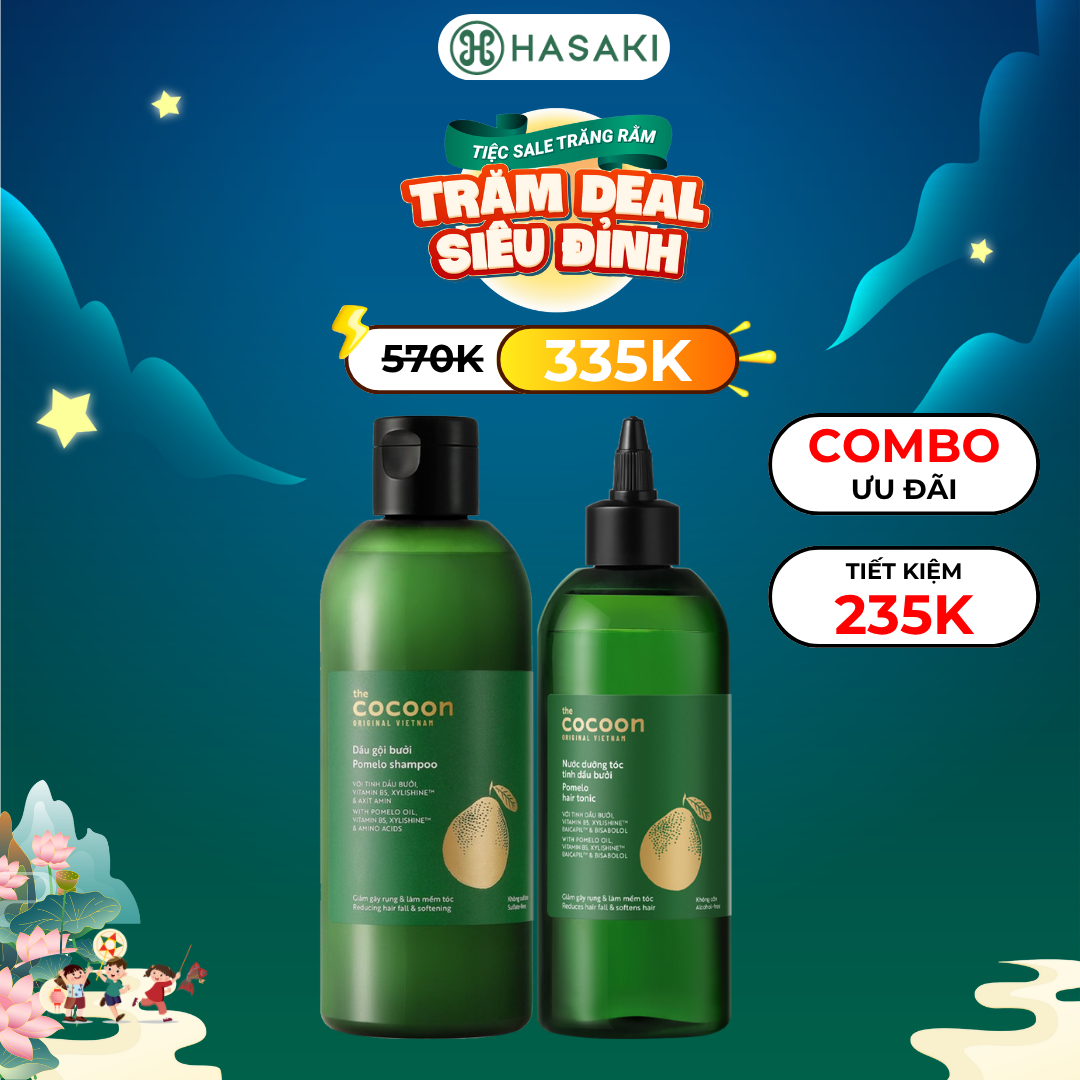 [SIÊU GIẢM GIÁ] [Combo] Cocoon Dầu Gội + Nước Dưỡng Tóc Tinh Dầu Bưởi Pomelo Shampoo + Pomelo Hair Tonic Hasaki Sản Phẩm Chính Hãng
