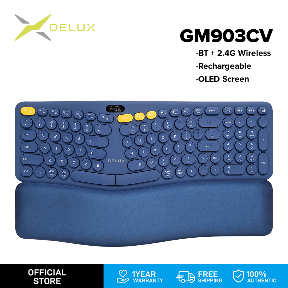 Delux GM903CV bàn phím bluetooth pin sạc bàn phím không dây cho laptop BT+ 2.4G bàn phím máy tính không dây Cho Windows / iOS / MAC OS / Andriod / iPAD bảo hành 1 năm + 100% chính hãng Delux