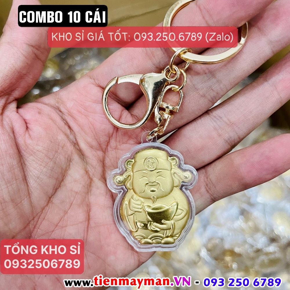 Sét 10 móc khóa ông thần tài vàng ngày vía thần tài rước lộc