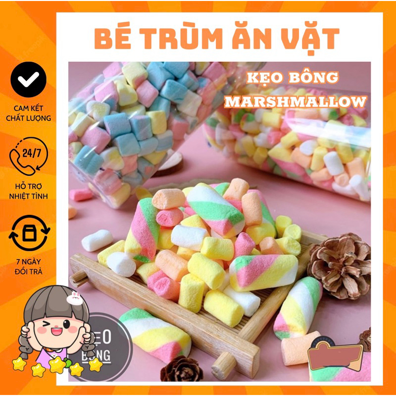 Kẹo Bông Sữa Marshmallow 150g/250g Bé Trùm đồ ăn vặt ngon rẻ Sài Gòn