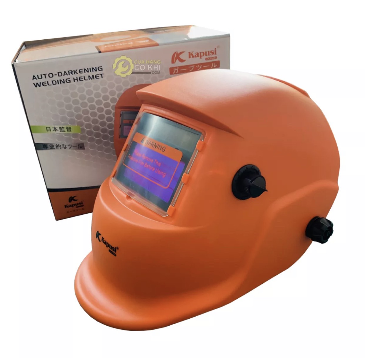 Mặt nạ hàn điện tử Kapusi cảm biến nhạy, mo hàn điện tử chất lượng tốt Loại có 2 nút chỉnh bên trong + 1 núm vặn sáng tối theo ý muốn bên ngoài