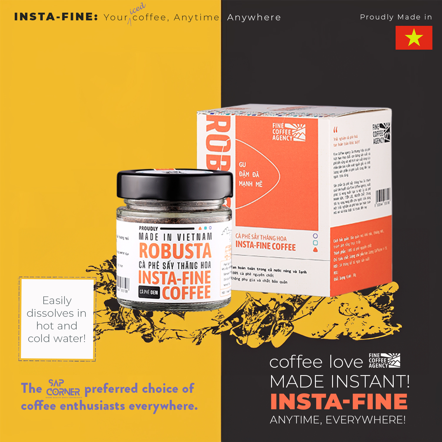 Hũ cà phê hòa tan pha lạnh fca robusta