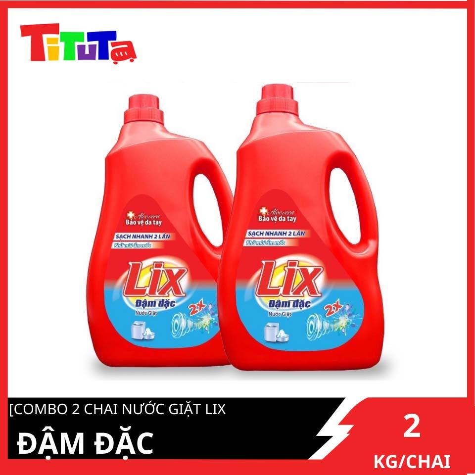 Combo 2 chai nước giặt lix đậm đặc 2kgx2