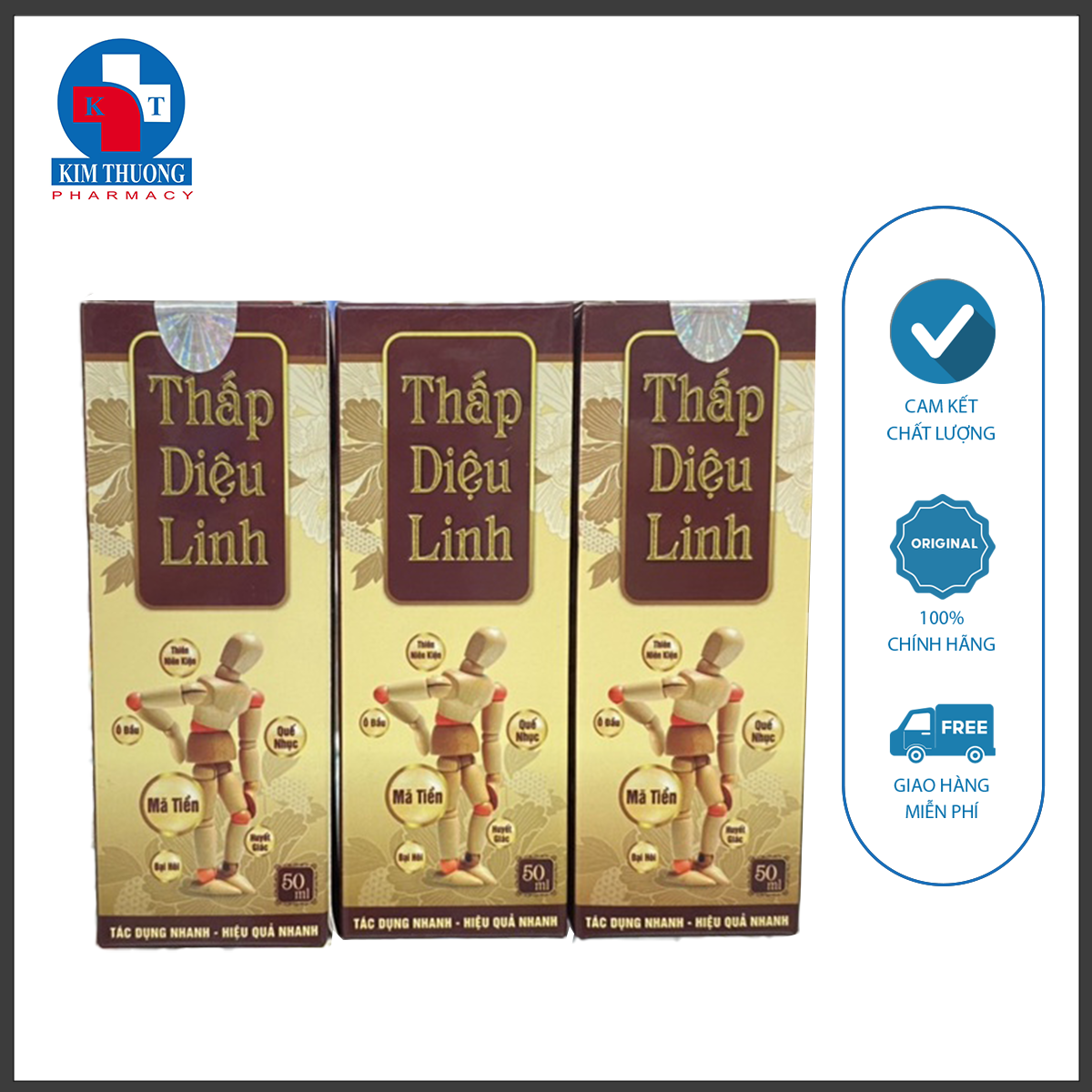 Dầu xoa bóp Thấp Diệu Linh chai 50ml - Hiệu quả nhanh, tác dụng nhanh. Dùng cho massage, xoa bóp.
