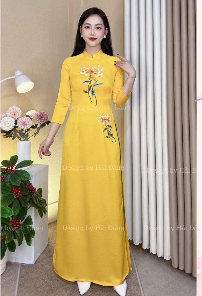 Áo dài lụa tây thi thêu cao cấp đủ size