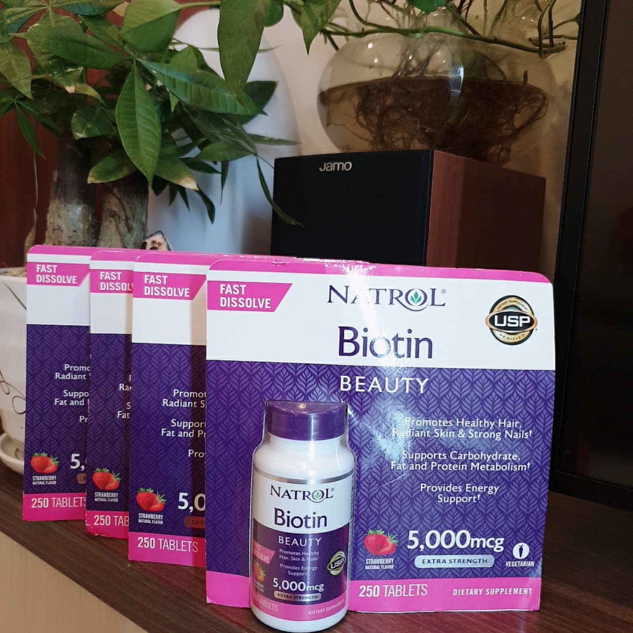 VIÊN NGẬM VỊ DÂU NATROL  BIOTIN 5000MCG GIÚP Hỗ Trợ Mọc Tóc