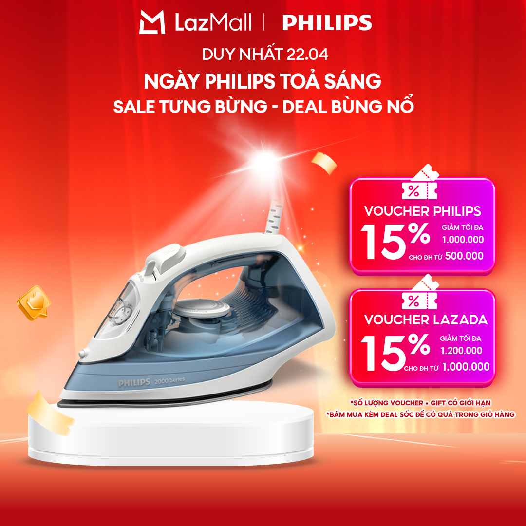 Bàn Ủi Hơi Nước Philips DST2010/20 | 2000W| mặt đế ceramic - Hàng Chính Hãng