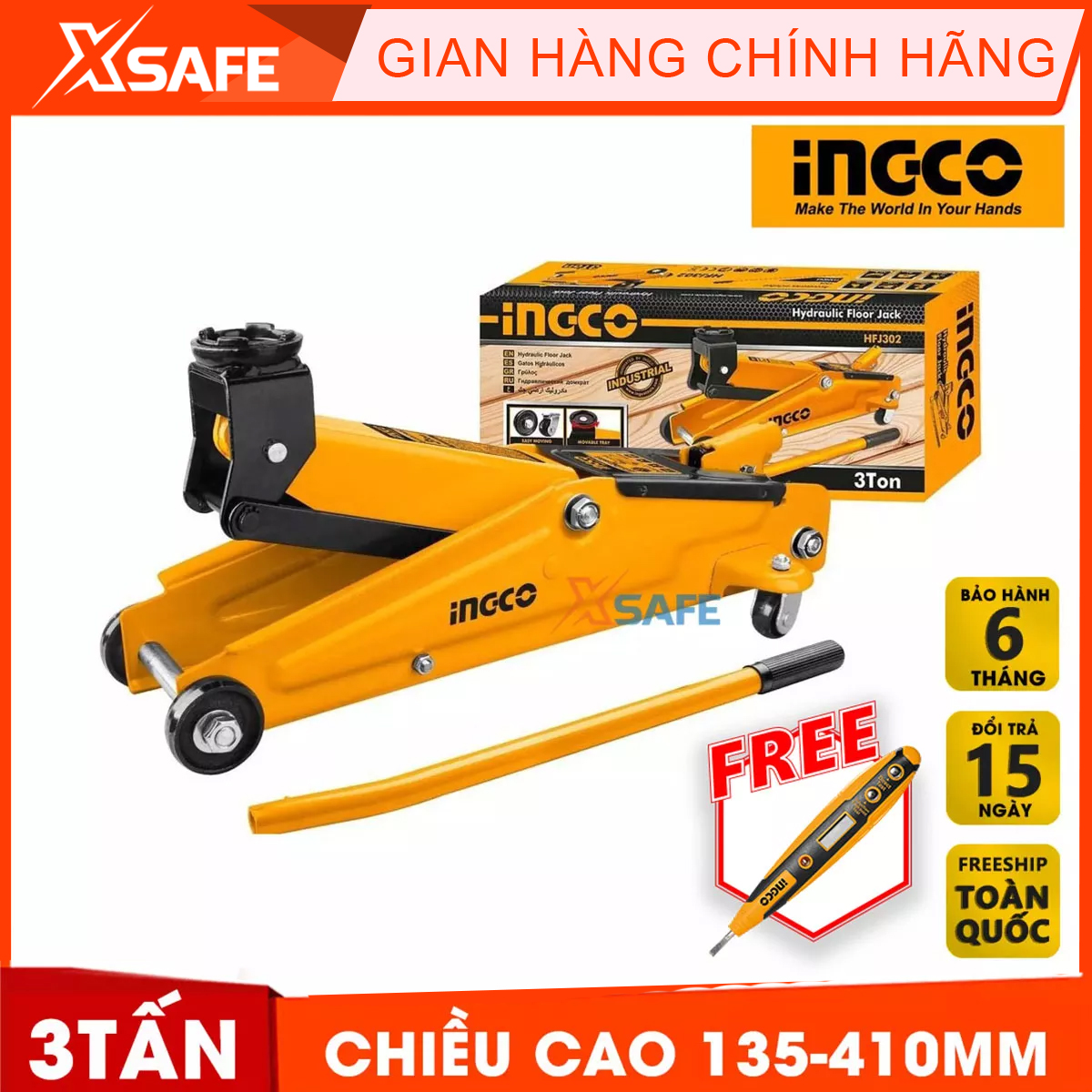 Đội cá sấu 3 tấn INGCO HFJ302 được làm bằng hợp kim chắc chắn. Đội cá sấu Ingco có thể nâng cao một vật nặng lên đến 3 tấn một cách nhẹ nhàng,-