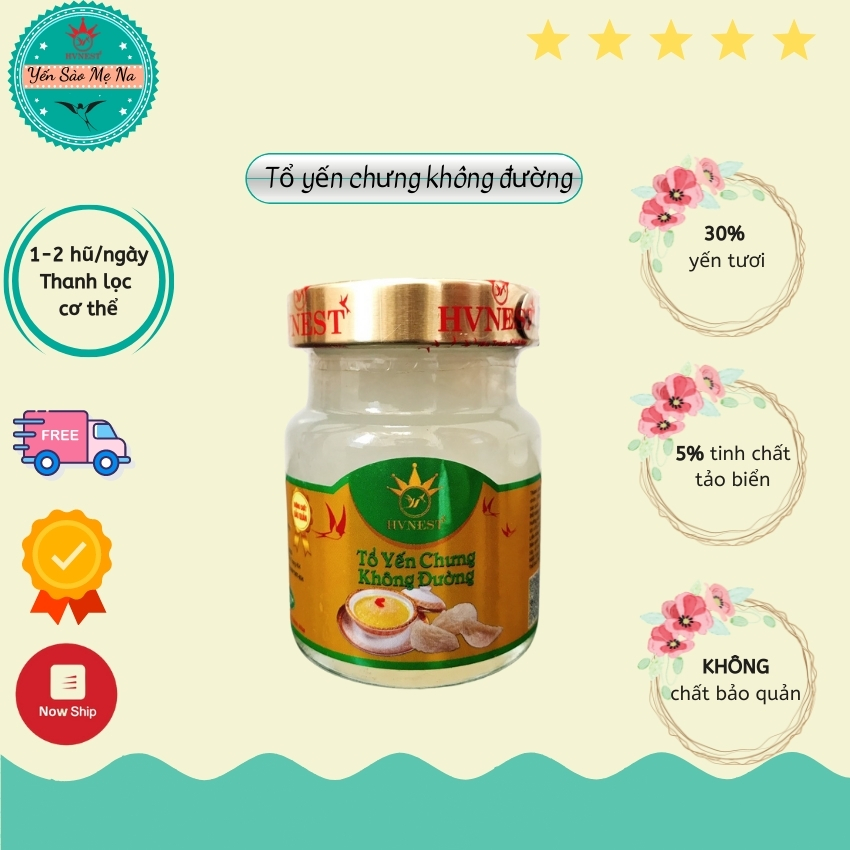 Tổ yến chưng không đường Hoàng Việt 30% yến tươi Nha Trang, Khánh Hòa chính hãng không chất bảo quản thích hợp cho người bị tiểu đường giúp tăng cường sức đề kháng, bồi bổ sức khỏe giảm mệt mỏi