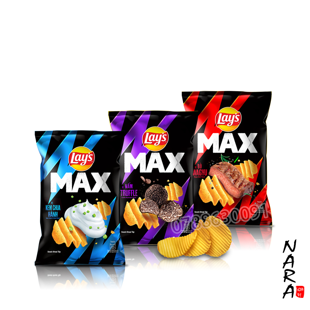 Snack Khoai Tây Lát Lay s Max 30gr - Bò Wagyu, Nấm Truffle và Kem Chua Hành