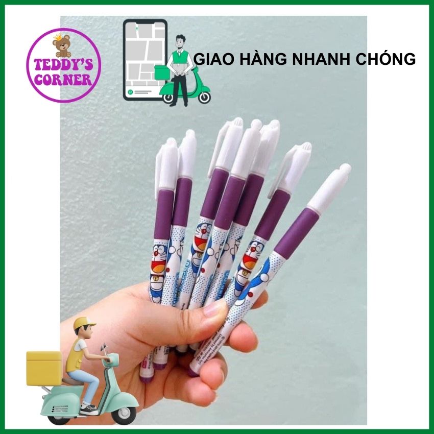 Sỉ 20 bút mực nước thiên long doraemon nét 0.5mm màu tím; teddy cornner