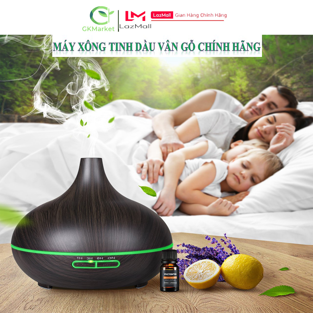 Máy Xông Tinh Dầu Đuổi Muỗi Làm Ấm Phòng Chính Hãng GK Có Đèn Led Tặng Kèm Điều Khiển, Dung Tích 550ml