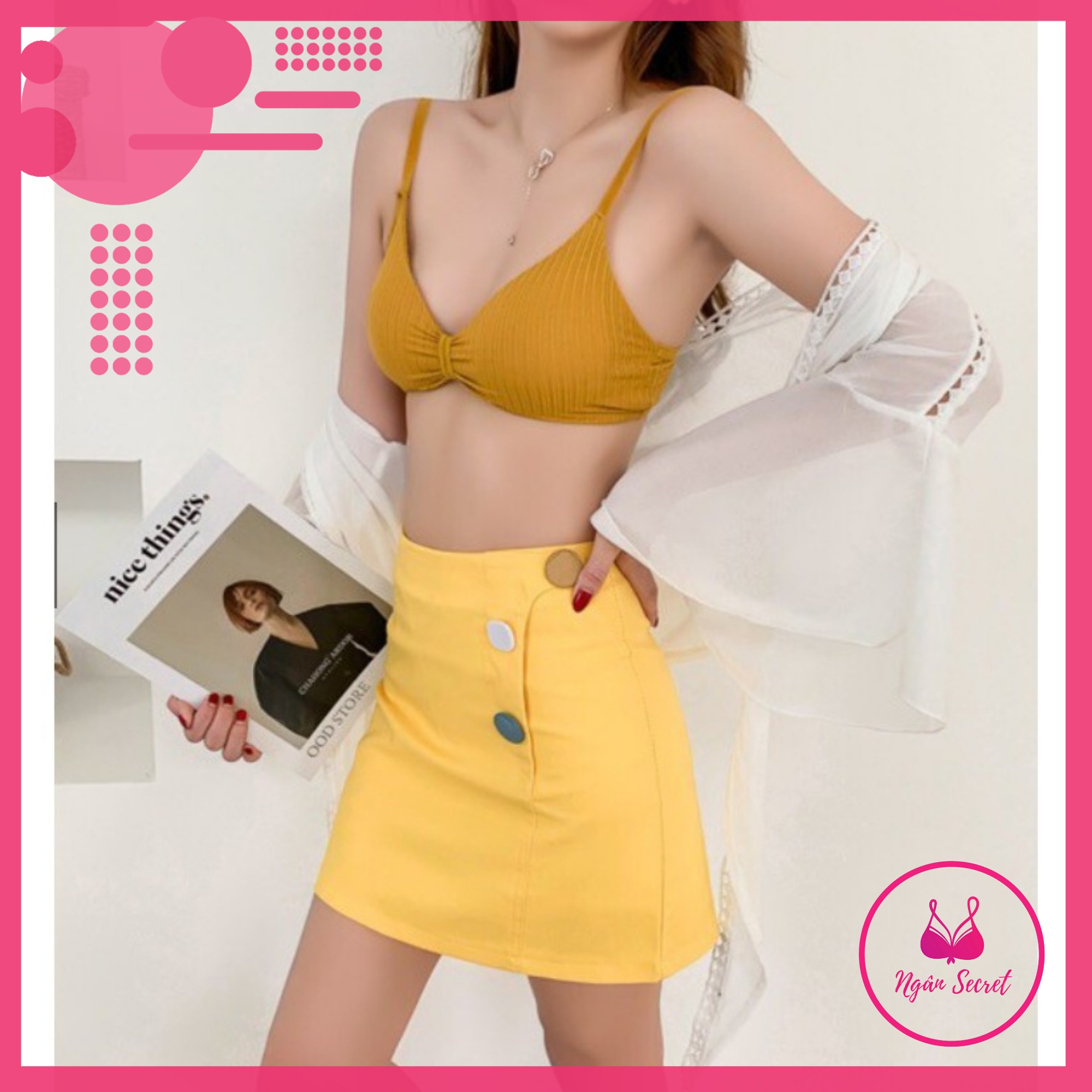 Áo bra thắt nơ gân tăm xinh xắn 308