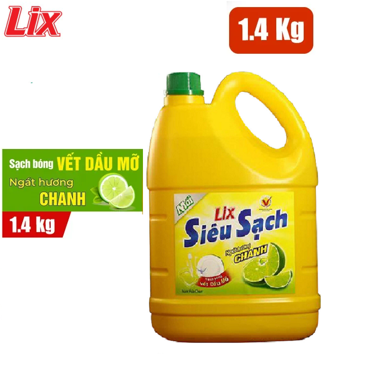 Nước rửa chén lix siêu đậm đặc hương chanh bình 1.4 kg