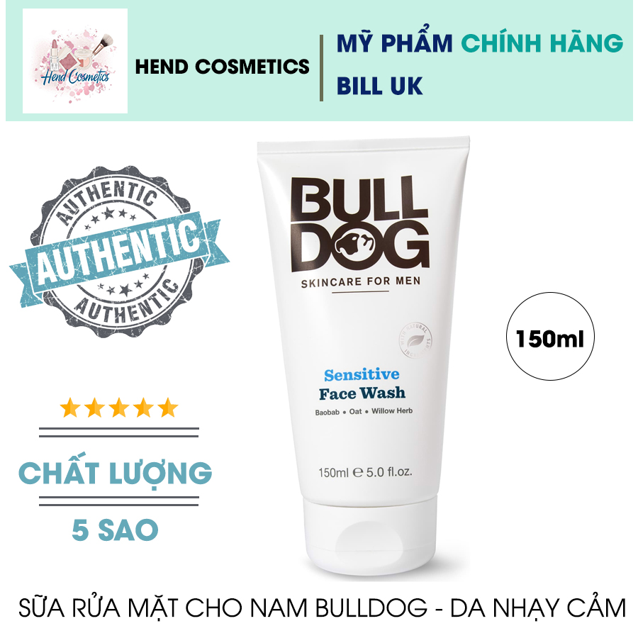 Sữa rửa mặt bulldog sensitive face wash 150ml dành cho nam - da nhạy cảm