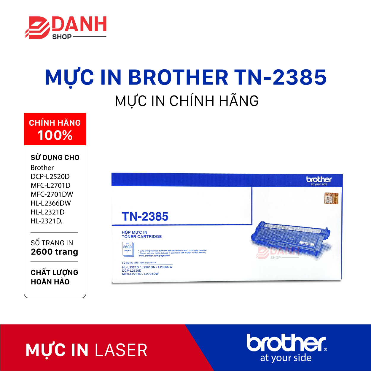 Mực in Brother TN 2385 Brother HL-L2361DN, 2321, 2366, 2701D, 2701DW, CHÍNH HÃNG