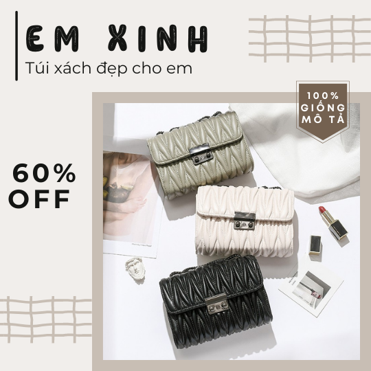 Túi xách nữ đeo chéo size 22cm vân nổi nhiều ngăn da mềm siêu xinh