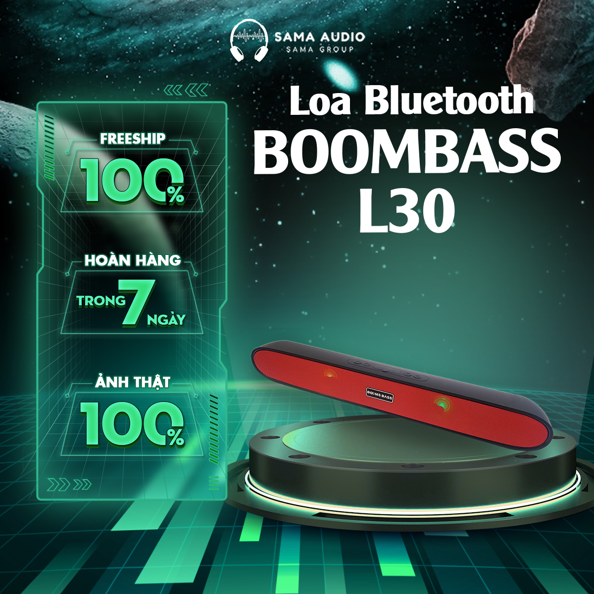 Loa Tivi BOOMBASS L30 - Loa Bluetooth Không Dây Bass Dập Cực Căng - Hỗ Trợ USB / Thẻ Nhớ / Aux 3.5mm
