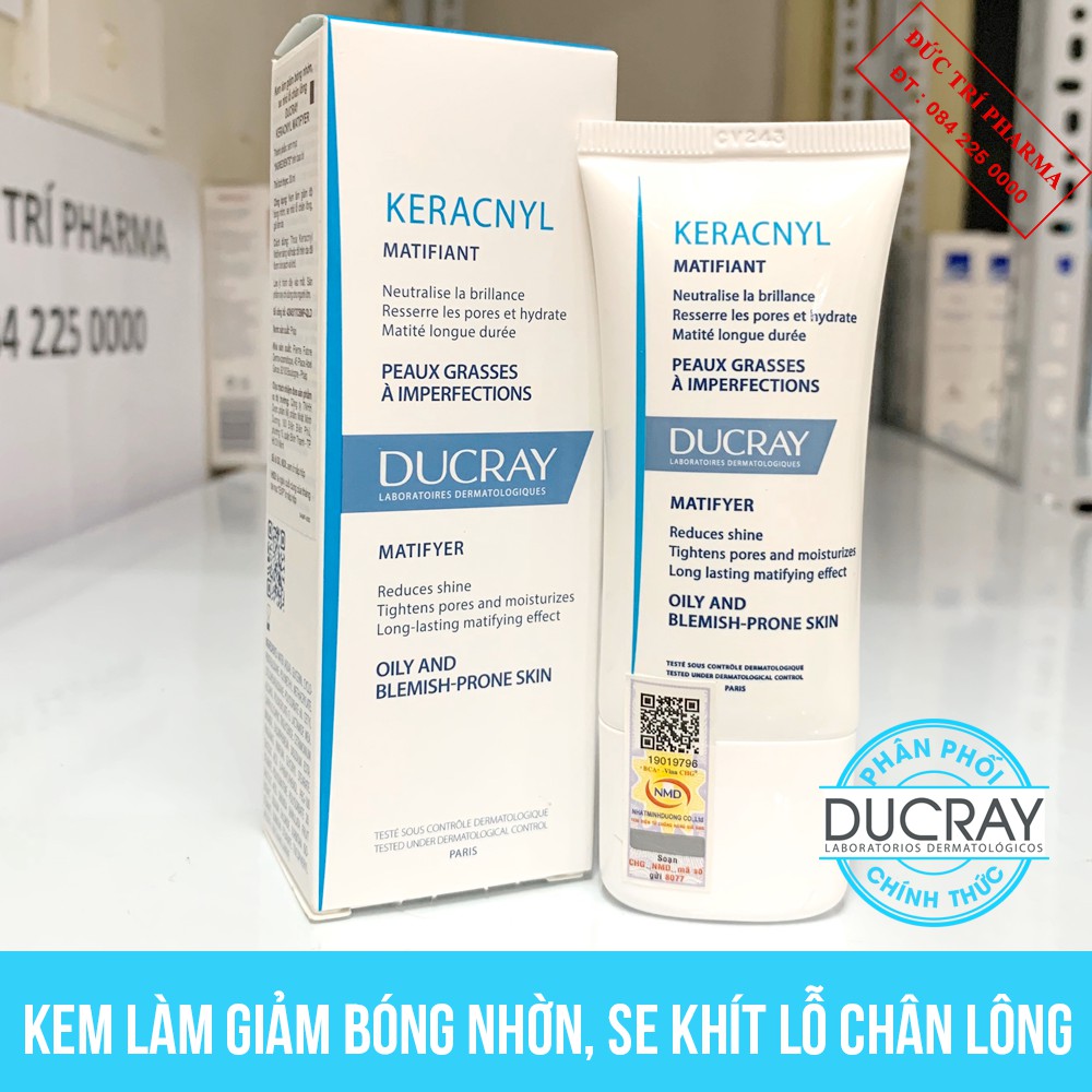 Kem làm giảm bóng nhờn se khít lỗ chân lông ducray keracnyl matifyer 30ml