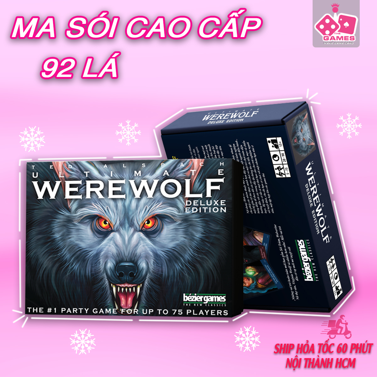 Bộ bài ma sói 92 thẻ việt hóa bản mới game nhập vai, werewolf ultimate deluxe tiếng việt bộ ma sói đầy đủ chất liệu giấy cứng chống nước