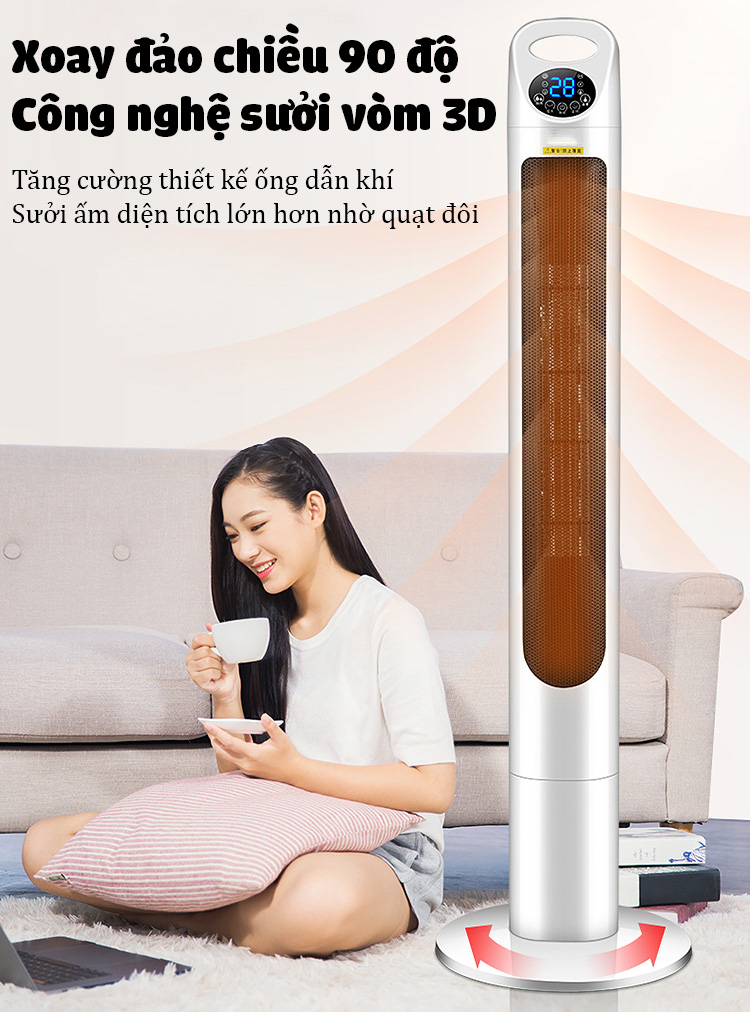 Máy sưởi gốm đối lưu CAMEL CYP-2001 kèm điều khiển từ xa ấm ngay lập tức không khô da