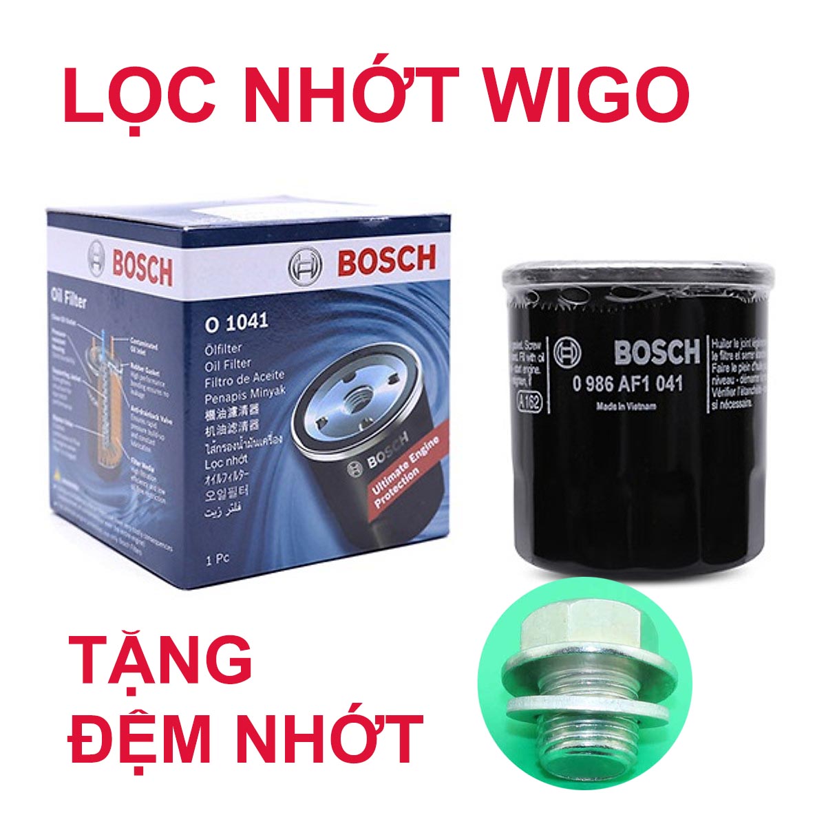 Lọc nhớt cho Toyota Wigo (tặng đệm nhớt)