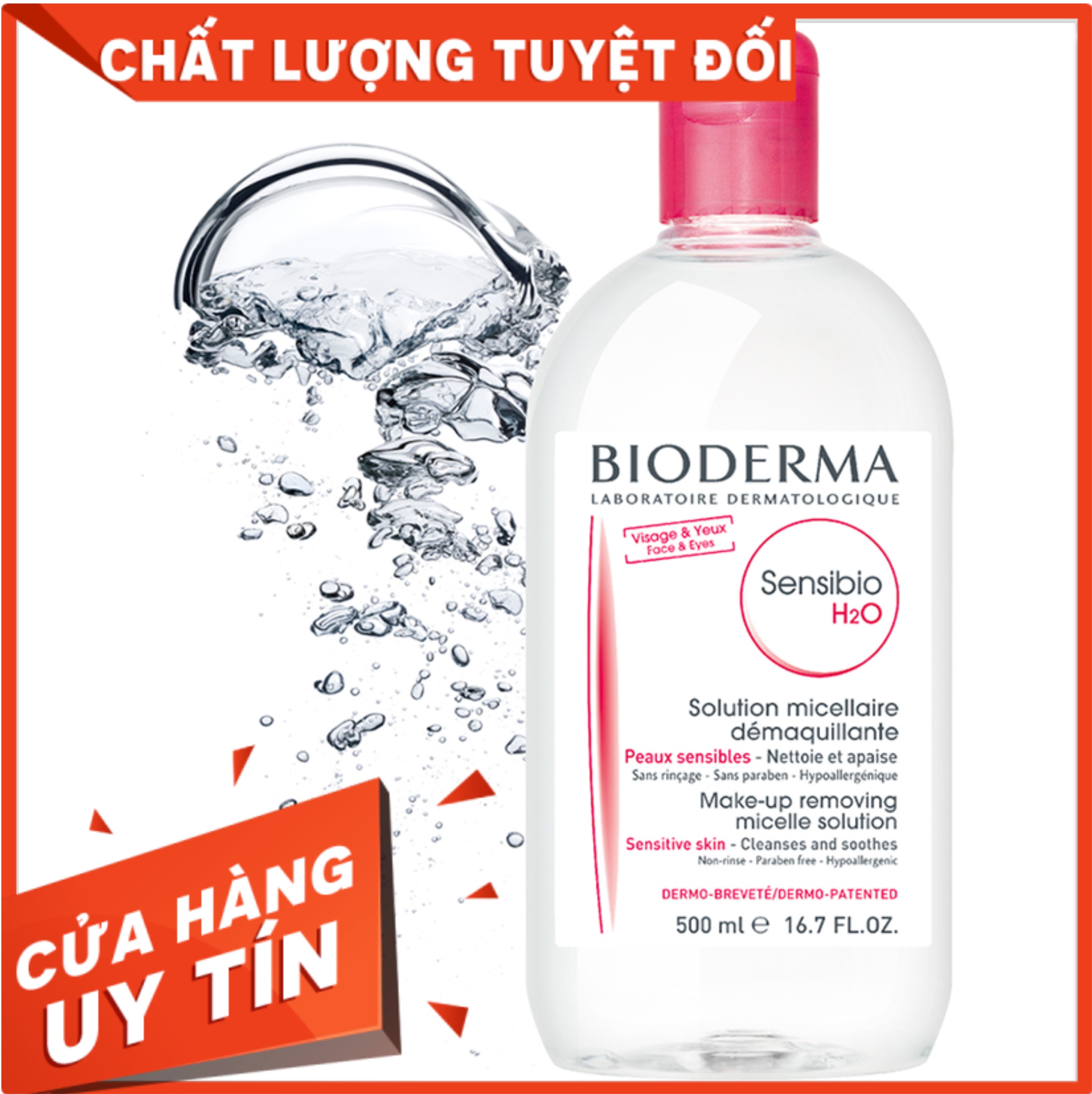 [HANG HOT] Nước Tẩy Trang CAO CẤP BIODERMA HỒNG 500ml - Nước Tẩy Trang Cho Da Thường Và Da Nhạy Cảm  Làm Sạch Và Làm Dịu Da  [FREESHIP]- BẢO HÀNH 1 ĐỔI 1