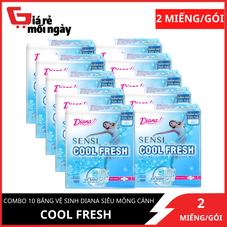 Combo 10 Gói Băng Vệ Sinh Diana Cool Fresh 2miếng/gói